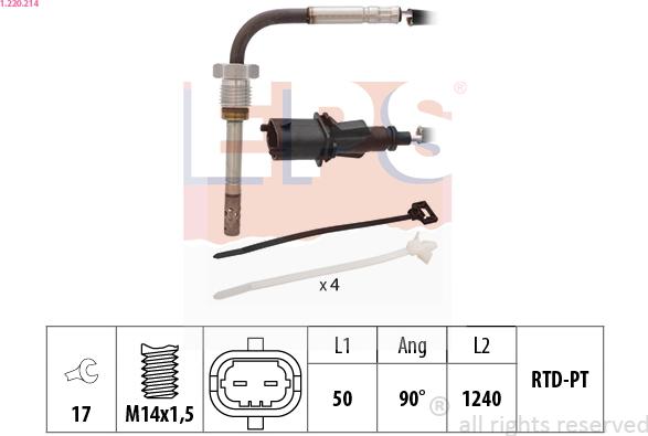 EPS 1.220.214 - Sensore, Temperatura gas scarico autozon.pro