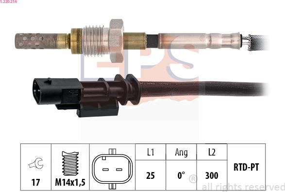 EPS 1.220.216 - Sensore, Temperatura gas scarico autozon.pro