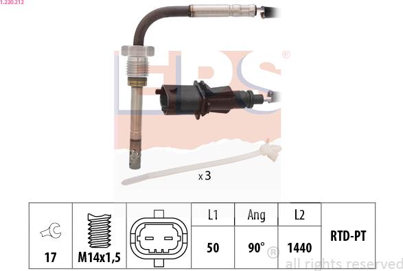 EPS 1.220.212 - Sensore, Temperatura gas scarico autozon.pro