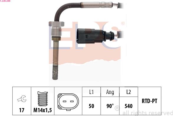 EPS 1.220.288 - Sensore, Temperatura gas scarico autozon.pro