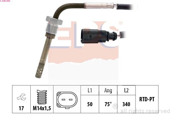 EPS 1.220.283 - Sensore, Temperatura gas scarico autozon.pro