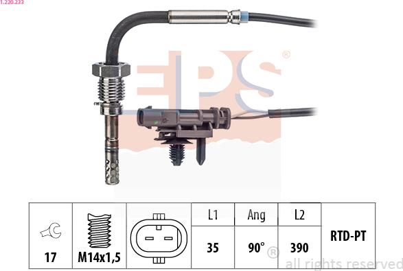 EPS 1.220.233 - Sensore, Temperatura gas scarico autozon.pro