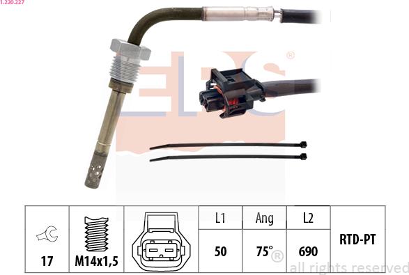 EPS 1.220.227 - Sensore, Temperatura gas scarico autozon.pro