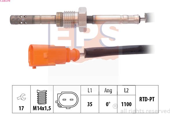 EPS 1.220.279 - Sensore, Temperatura gas scarico autozon.pro