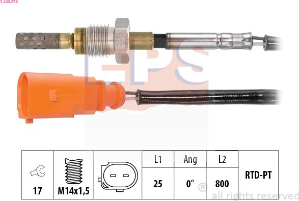 EPS 1.220.278 - Sensore, Temperatura gas scarico autozon.pro