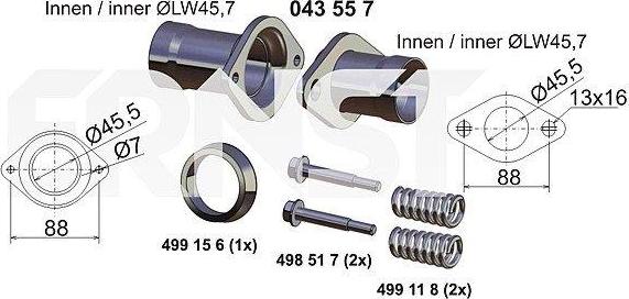 ERNST 043557 - Kit riparazione, Tubo gas scarico autozon.pro