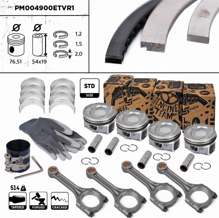 ET Engineteam PM004900ETVR1 - Kit pistoni autozon.pro