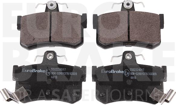 Eurobrake 5502224017 - Kit pastiglie freno, Freno a disco autozon.pro