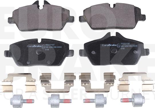 Eurobrake 5502221587 - Kit pastiglie freno, Freno a disco autozon.pro