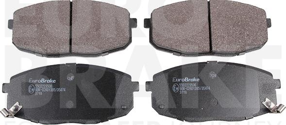 Eurobrake 5502223506 - Kit pastiglie freno, Freno a disco autozon.pro