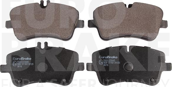 Eurobrake 5502223345 - Kit pastiglie freno, Freno a disco autozon.pro