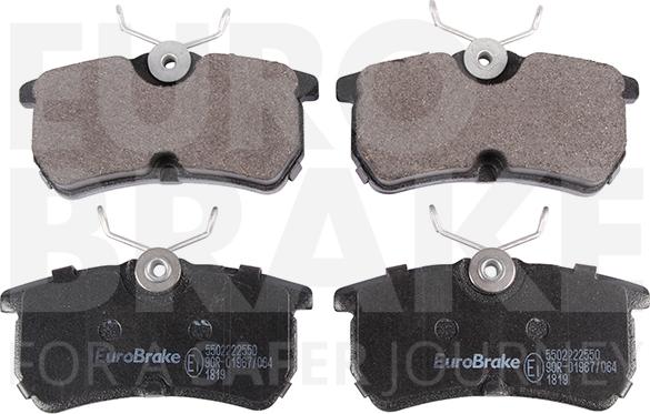 Eurobrake 5502222550 - Kit pastiglie freno, Freno a disco autozon.pro