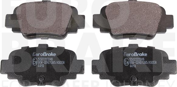 Eurobrake 5502222246 - Kit pastiglie freno, Freno a disco autozon.pro