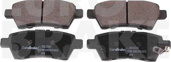 Eurobrake 5502222265 - Kit pastiglie freno, Freno a disco autozon.pro