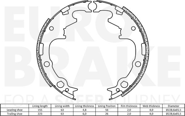 Eurobrake 58492793630 - Kit ganasce freno autozon.pro