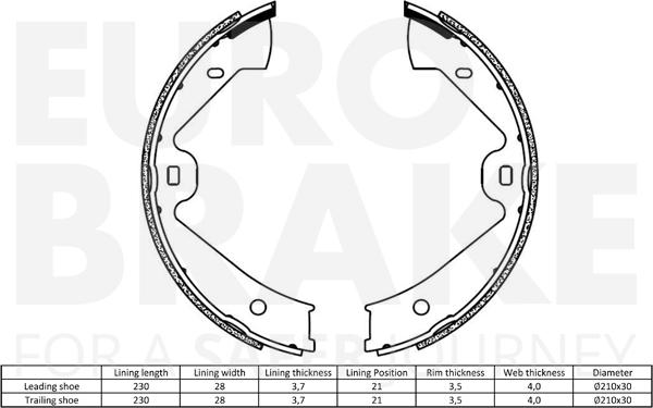 Eurobrake 58492747829 - Kit ganasce, Freno stazionamento autozon.pro