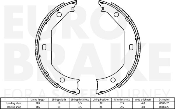 Eurobrake 58492715638 - Kit ganasce, Freno stazionamento autozon.pro