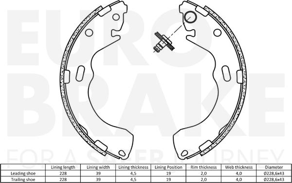 Eurobrake 58492732616 - Kit ganasce freno autozon.pro