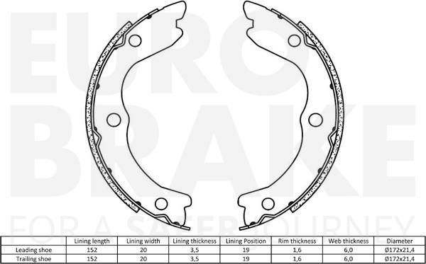 Eurobrake 58492722719 - Kit ganasce, Freno stazionamento autozon.pro