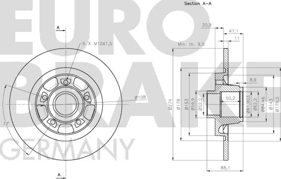 Eurobrake 5815313975 - Discofreno autozon.pro