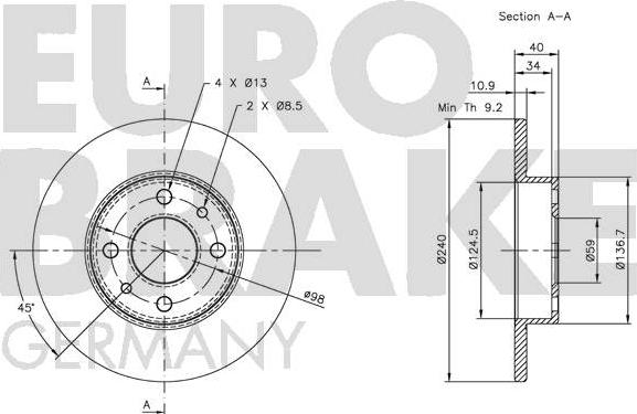 Eurobrake 5815209922 - Discofreno autozon.pro