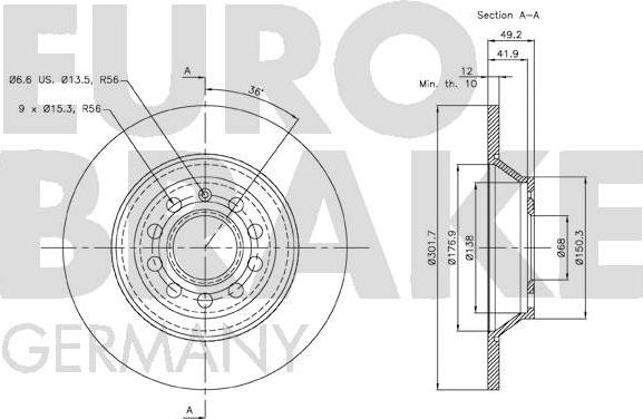 Eurobrake 58152047109 - Discofreno autozon.pro