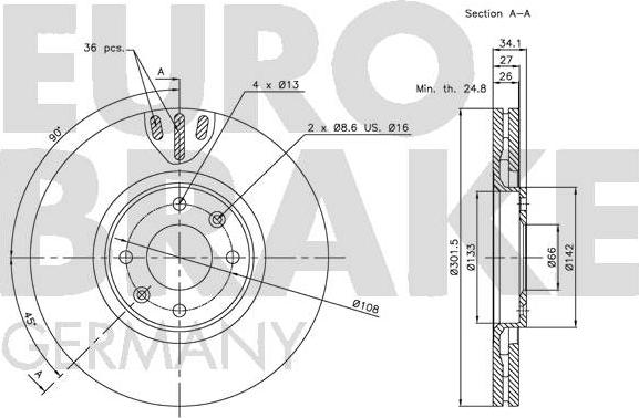 Eurobrake 5815201938 - Discofreno autozon.pro