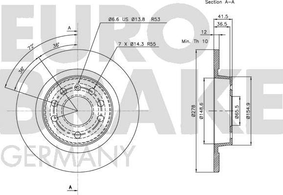 Eurobrake 5815203646 - Discofreno autozon.pro