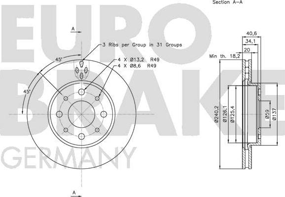 Eurobrake 5815202343 - Discofreno autozon.pro