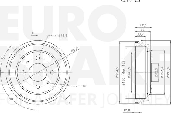 Eurobrake 5825253415 - Tamburo freno autozon.pro