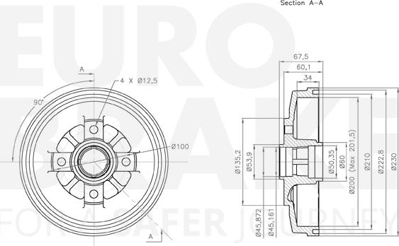 Eurobrake 5825253510 - Tamburo freno autozon.pro