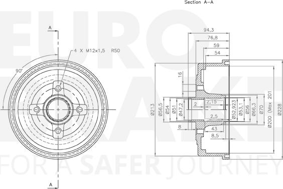 Eurobrake 5825253624 - Tamburo freno autozon.pro