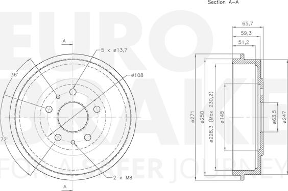 Eurobrake 5825252543 - Tamburo freno autozon.pro