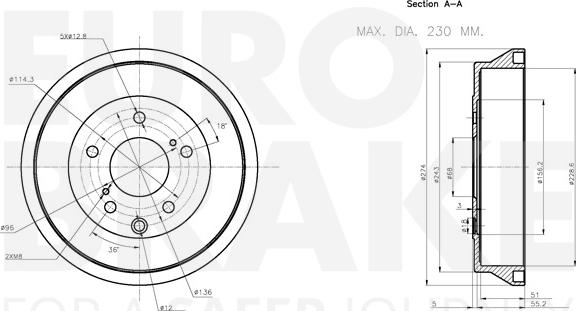 Eurobrake 5825252230 - Tamburo freno autozon.pro