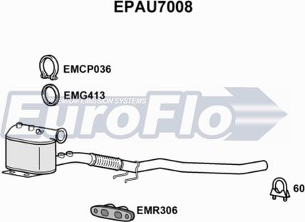 EuroFlo EPAU7008 - Filtro antiparticolato / particellare, Impianto gas scarico autozon.pro