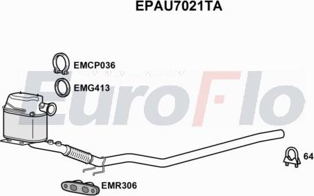 EuroFlo EPAU7021TA - Filtro antiparticolato / particellare, Impianto gas scarico autozon.pro