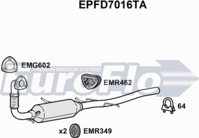 EuroFlo EPFD7016TA - Filtro antiparticolato / particellare, Impianto gas scarico autozon.pro