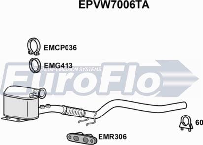 EuroFlo EPVW7006TA - Filtro antiparticolato / particellare, Impianto gas scarico autozon.pro