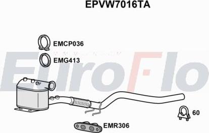 EuroFlo EPVW7016TA - Filtro antiparticolato / particellare, Impianto gas scarico autozon.pro