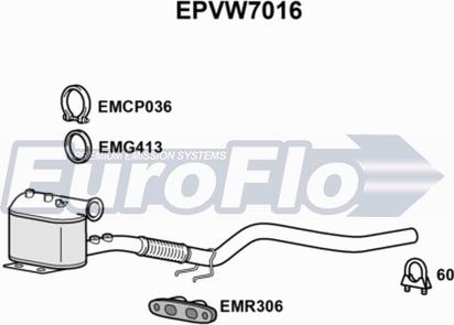 EuroFlo EPVW7016 - Filtro antiparticolato / particellare, Impianto gas scarico autozon.pro