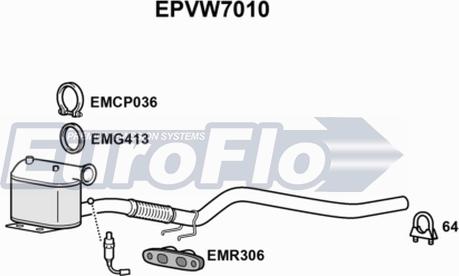 EuroFlo EPVW7010 - Filtro antiparticolato / particellare, Impianto gas scarico autozon.pro