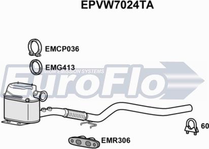 EuroFlo EPVW7024TA - Filtro antiparticolato / particellare, Impianto gas scarico autozon.pro