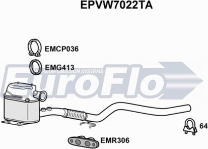 EuroFlo EPVW7022TA - Filtro antiparticolato / particellare, Impianto gas scarico autozon.pro