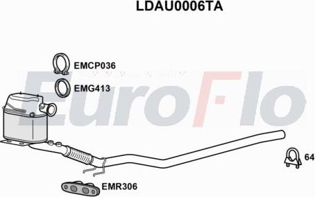 EuroFlo LDAU0006TA - Filtro antiparticolato / particellare, Impianto gas scarico autozon.pro