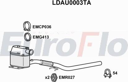 EuroFlo LDAU0003TA - Filtro antiparticolato / particellare, Impianto gas scarico autozon.pro