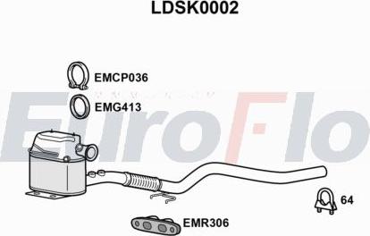 EuroFlo LDSK0002 - Filtro antiparticolato / particellare, Impianto gas scarico autozon.pro