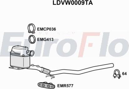 EuroFlo LDVW0009TA - Filtro antiparticolato / particellare, Impianto gas scarico autozon.pro