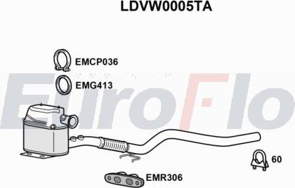 EuroFlo LDVW0005TA - Filtro antiparticolato / particellare, Impianto gas scarico autozon.pro