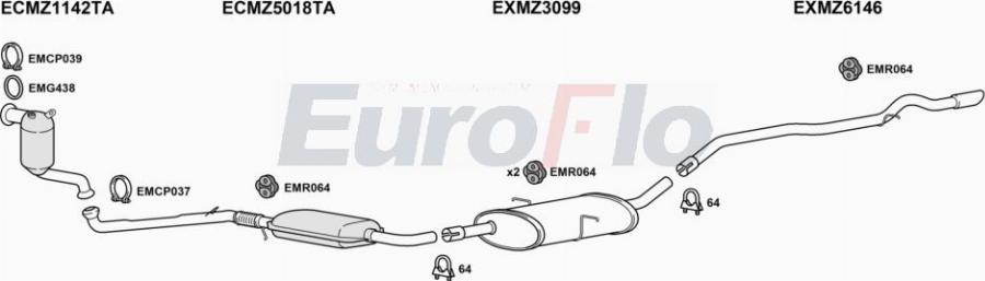 EuroFlo MZB2020D 6001A00 - Impianto gas scarico autozon.pro