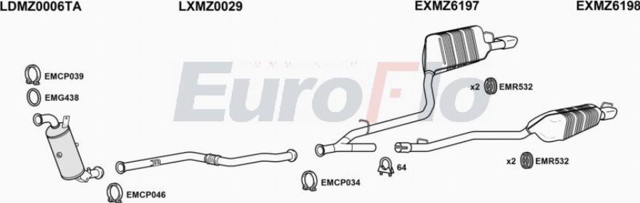 EuroFlo MZE3021D 0202LHD - Impianto gas scarico autozon.pro